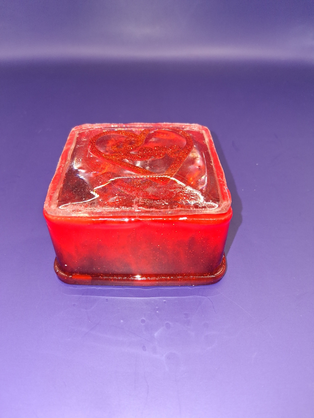 Handmade Red And Black Trinket Box with Heart Motif